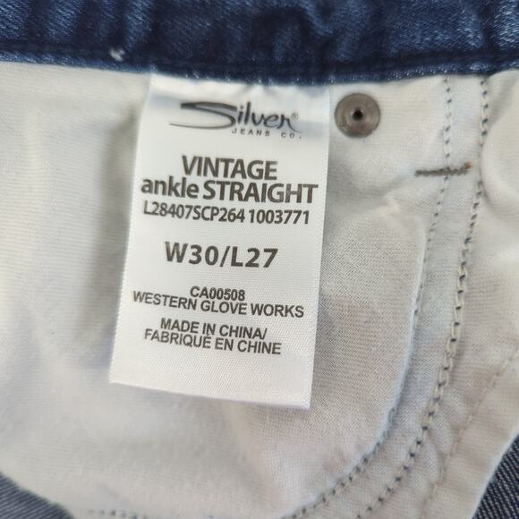 EUC Silver Jeans Womens W30/L27 Vintage Ankle Straight Distressed Raw Hem - Picture 13 of 13